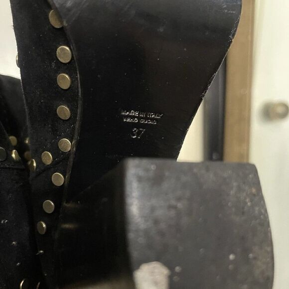 Laurence Dacade Paris black leather suede studded buckle boots size 37 - Picture 8 of 14